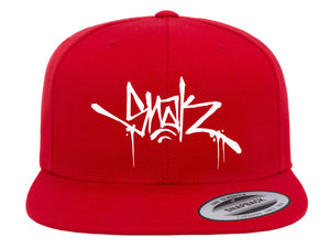 Snak Tag Snapback (White on Red)